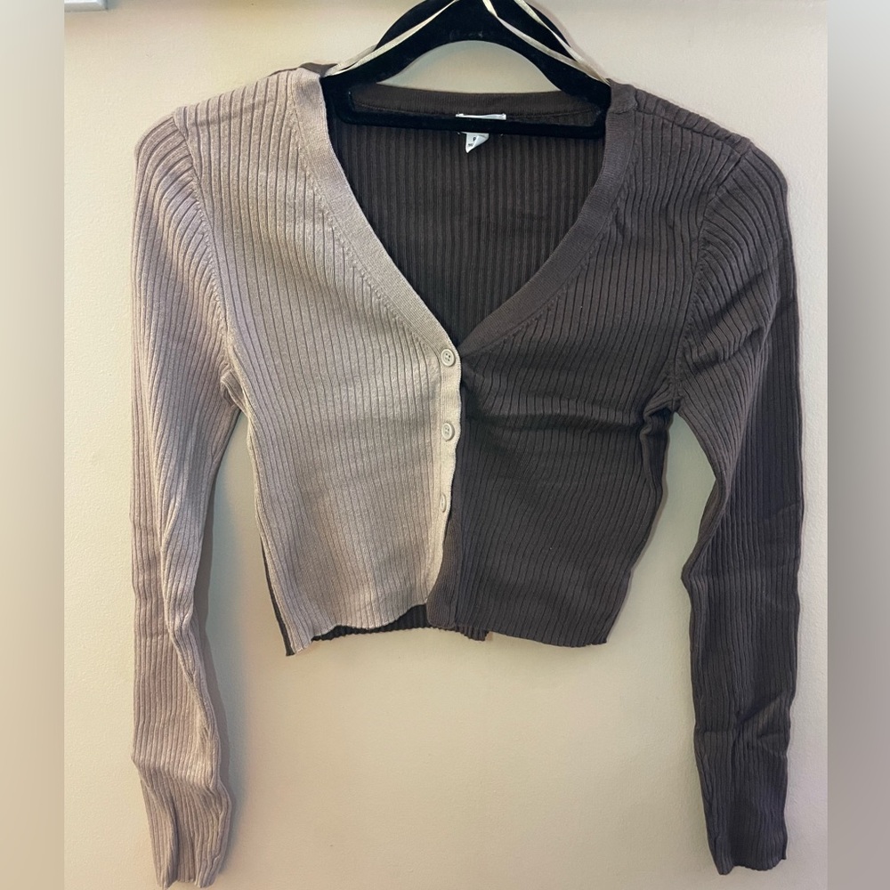 Two-Tone Ribbed Cardigan from Garage